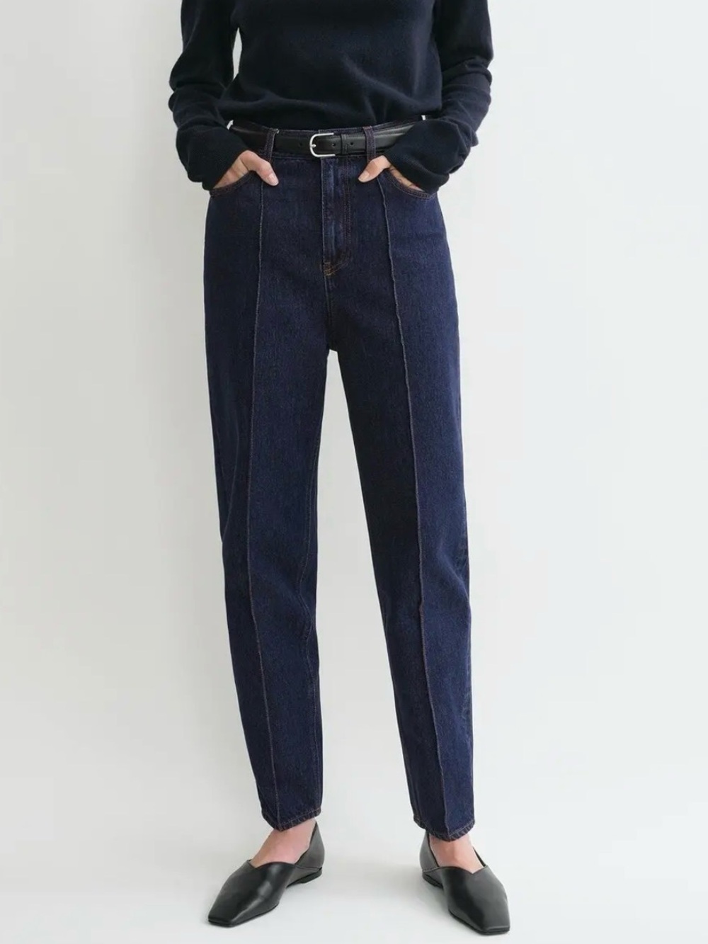 $550 TOTEME High-Rise Tapered Dark Indigo Blue Women’s Jeans US25 NEW